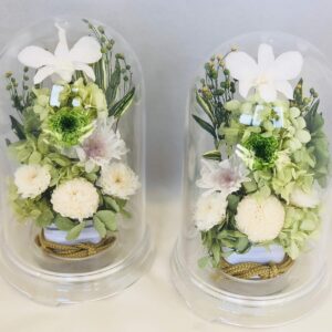 プリザーブドフラワー アレンジメント ドーム型 グリーン 一対 (2個セット)