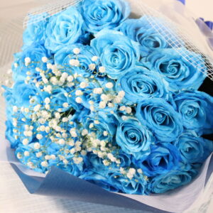 青いバラの花束 マリンブルーローズ
