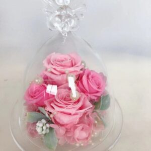 プリザーブドフラワー ガラスドーム エンジェル プレミアム スウィートピンク