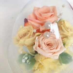 プリザーブドフラワー ガラスドーム エンジェル プレミアム パステイルイエロー